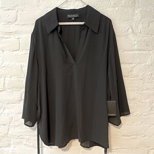 Eloquii NWT Black side tie blouse